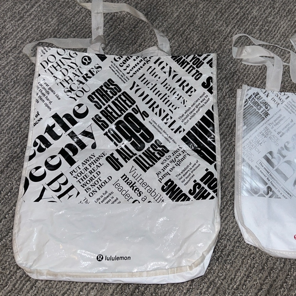 Large White Lululemon Bags. $10 per bag